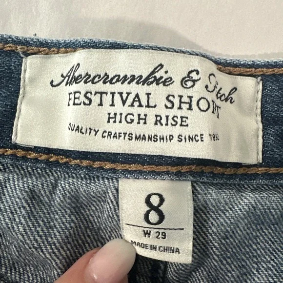 Abercrombie & Fitch High Rise Festival Short Cut Off Jean Shorts Women's Size 8 - Picture 2 of 6